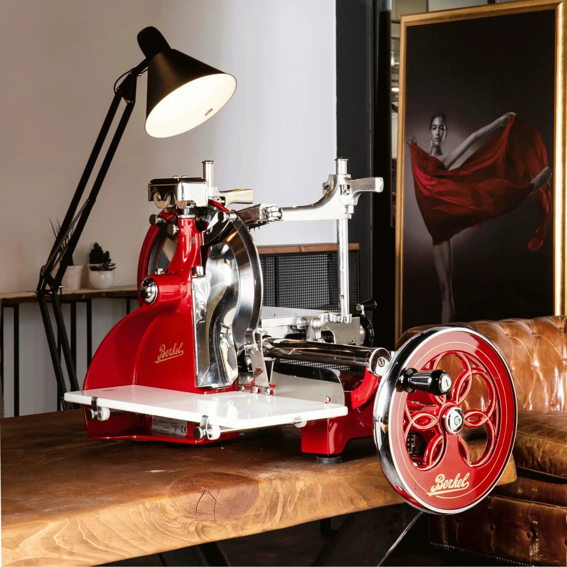 Berkel Volano P15 flywheel slicer on a wooden table