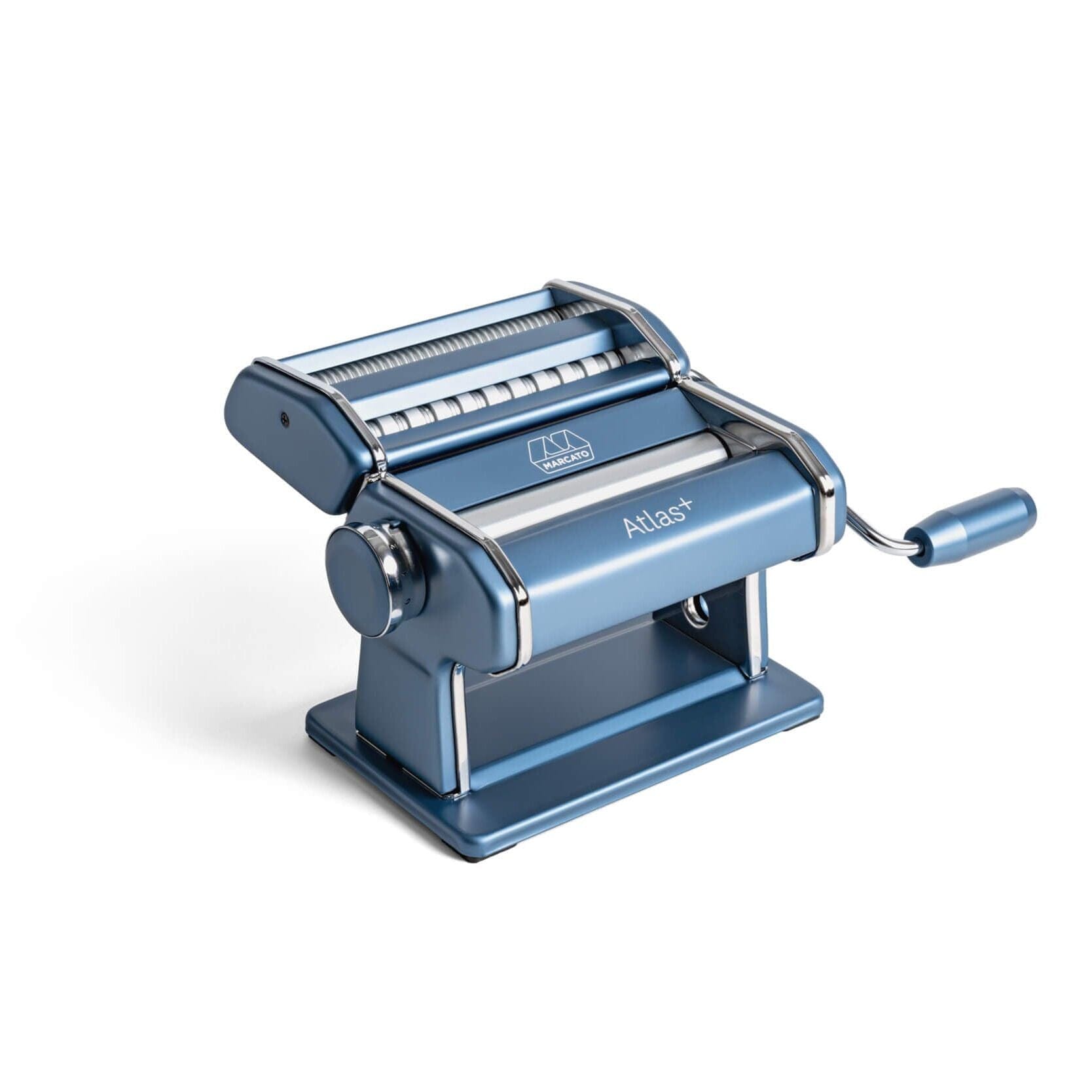 Blue pasta maker on a white background