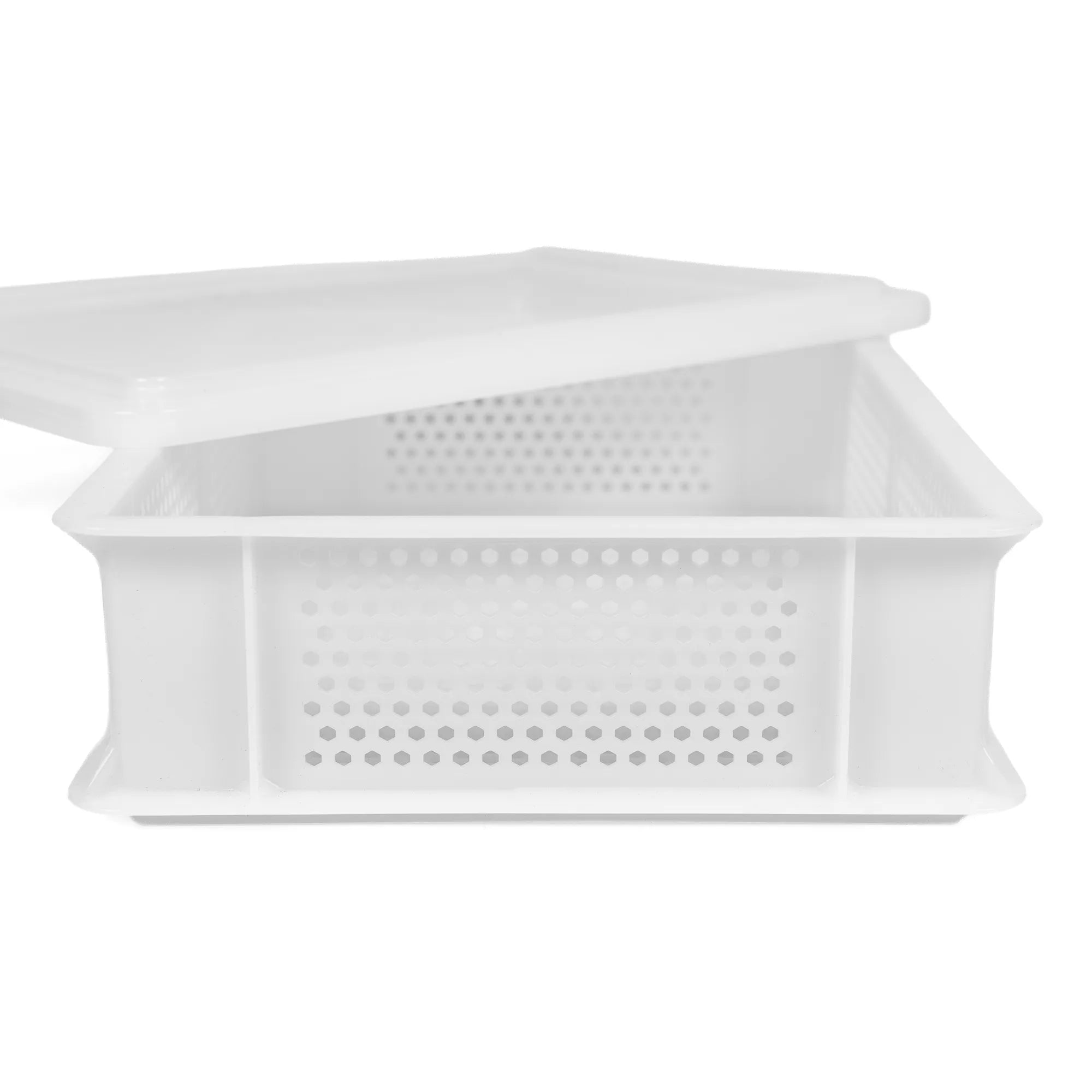 Lid propped open against the tray, showing the perforated interior of the 30 x 40cm dough tray