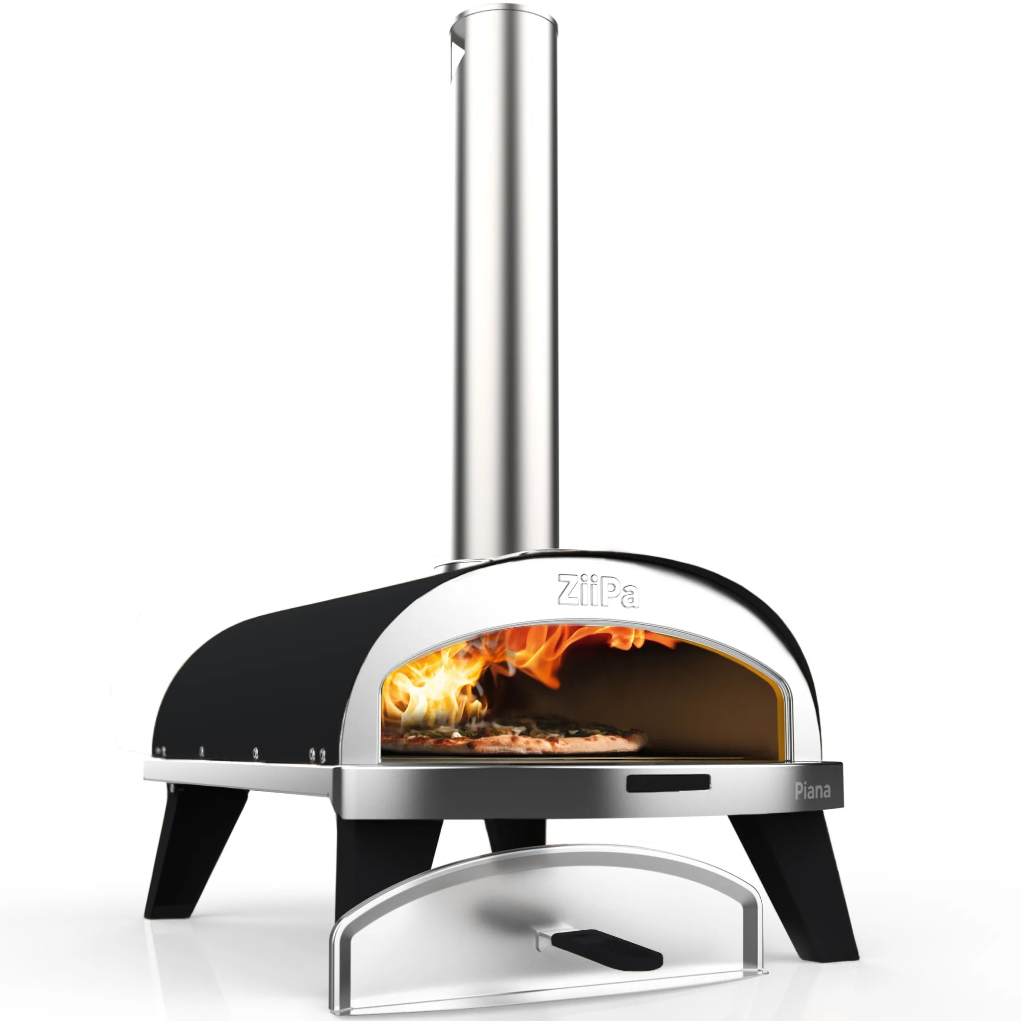 ZiiPa Piana wood-fired pizza oven in Charcoal, 3/4 angle on white background