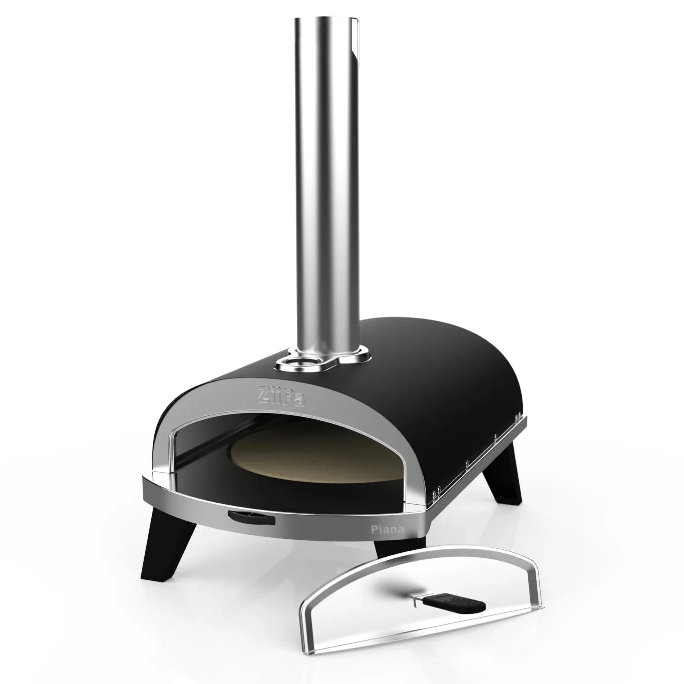 ZiiPa Piana wood-fired pizza oven in Charcoal, 3/4 angle on white background
