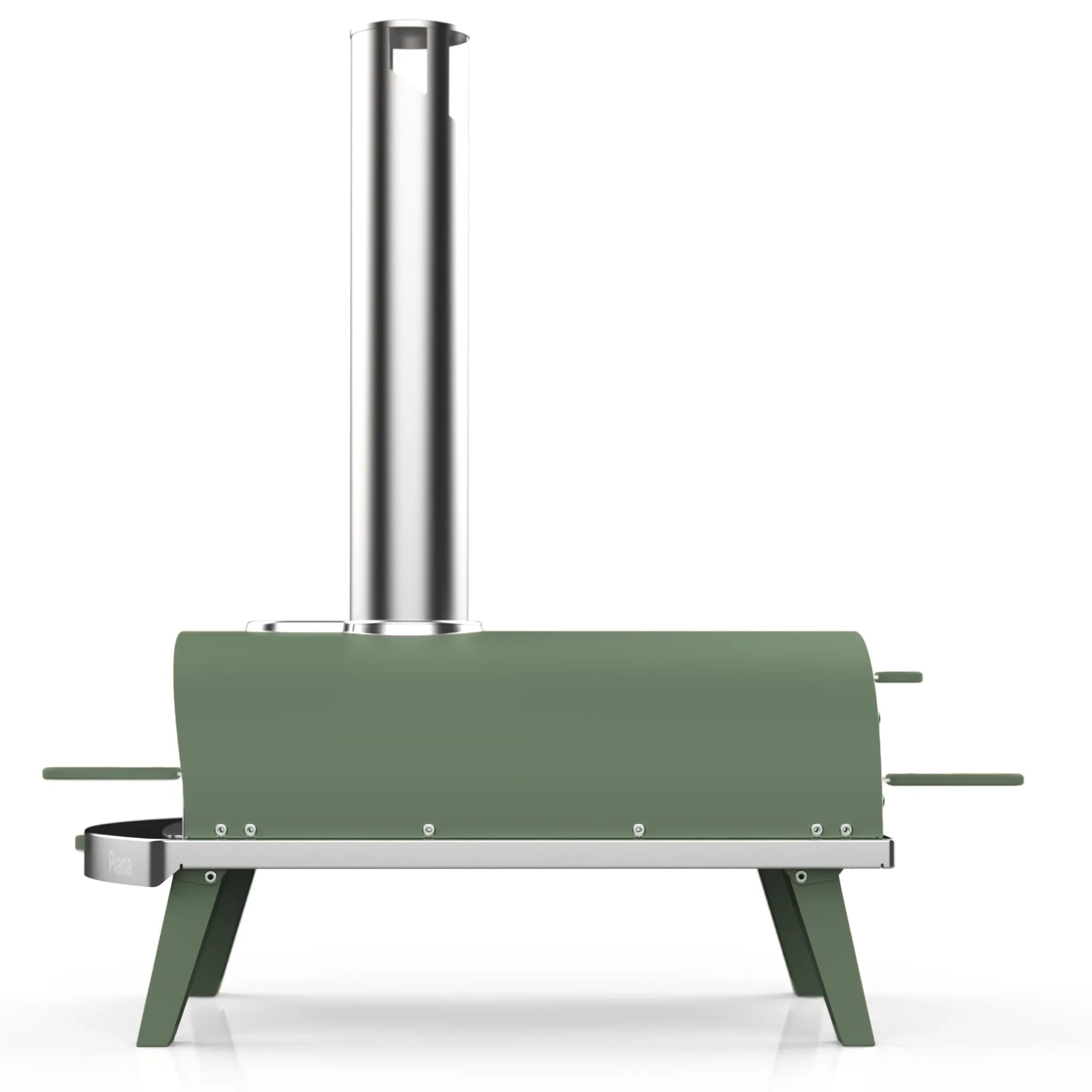 ZiiPa Piana wood-fired pizza oven in Eucalyptus, side view on white background