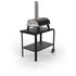 Vallone Pizza Oven trolley with a Piana pizza oven placed on top, both in Charcoal, 3/4 view on a white background