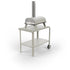 Vallone Pizza Oven trolley with a Piana pizza oven placed on top, both in Chalk, 3/4 view on a white background