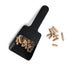 ZiiPa Melfa pellet scoop in Charcoal on a white background with wood pellets