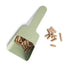 ZiiPa Melfa pellet scoop in Eucalyptus on a white background with wood pellets