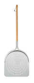 ZiiPa Aquila perforated pizza peel with a beech wood handle vertical on a white background