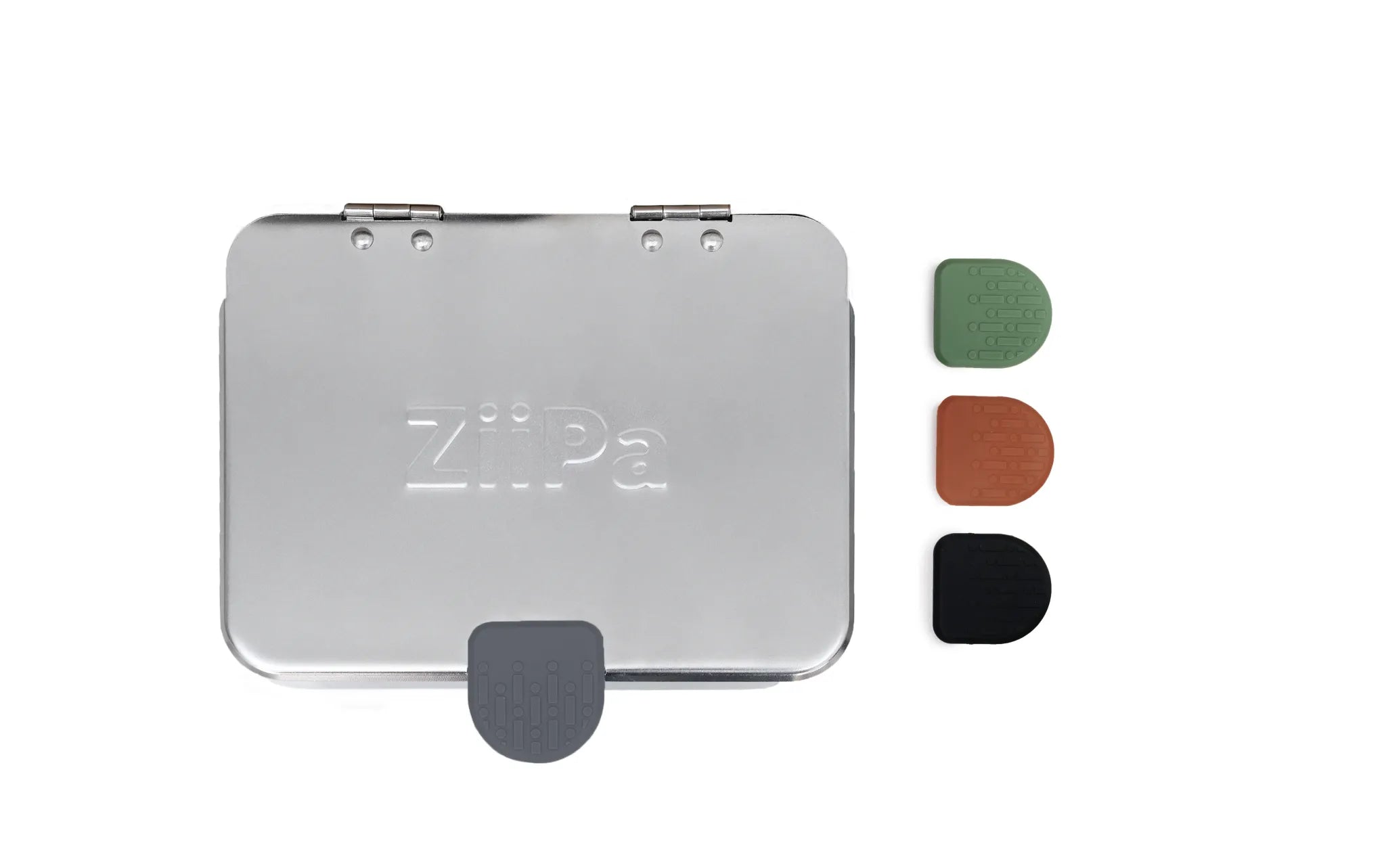 ZiiPa Donato pellet dispenser suitable for Piana Pizza Oven open with the different coloured silicone handles