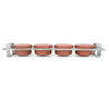 Front view of ZiiPa Tellini pizza topping station on a white background with terracotta Spetina dough boxes