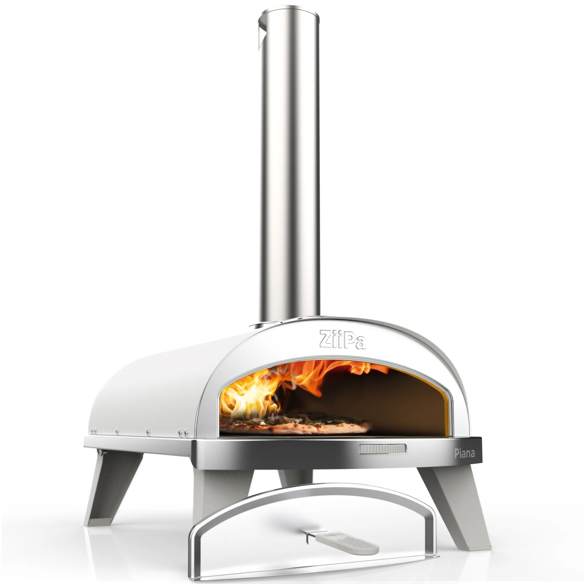 ZiiPa Piana wood-fired pizza oven in Chalk, 3/4 angle on white background