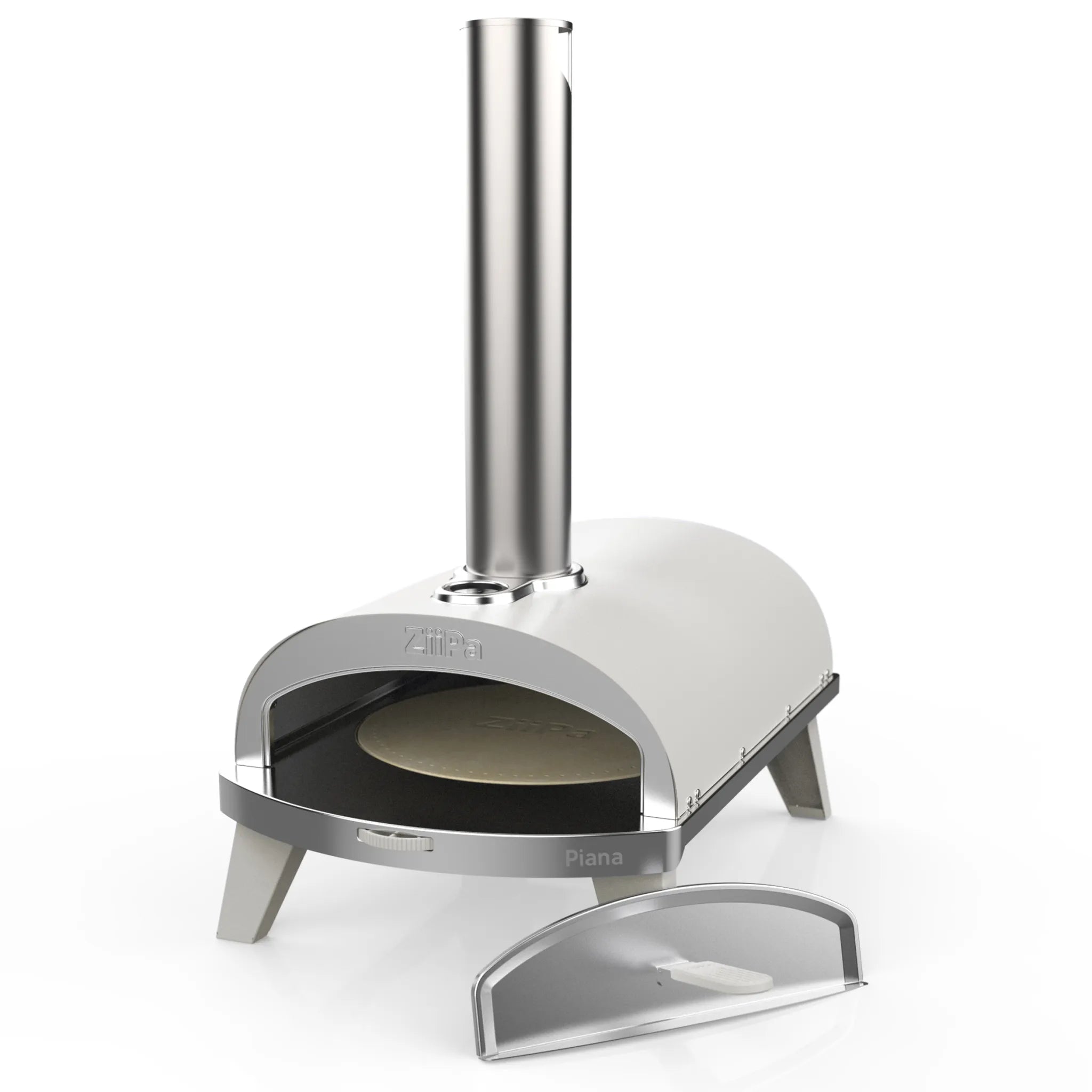 ZiiPa Piana wood-fired pizza oven in Chalk, 3/4 angle on white background