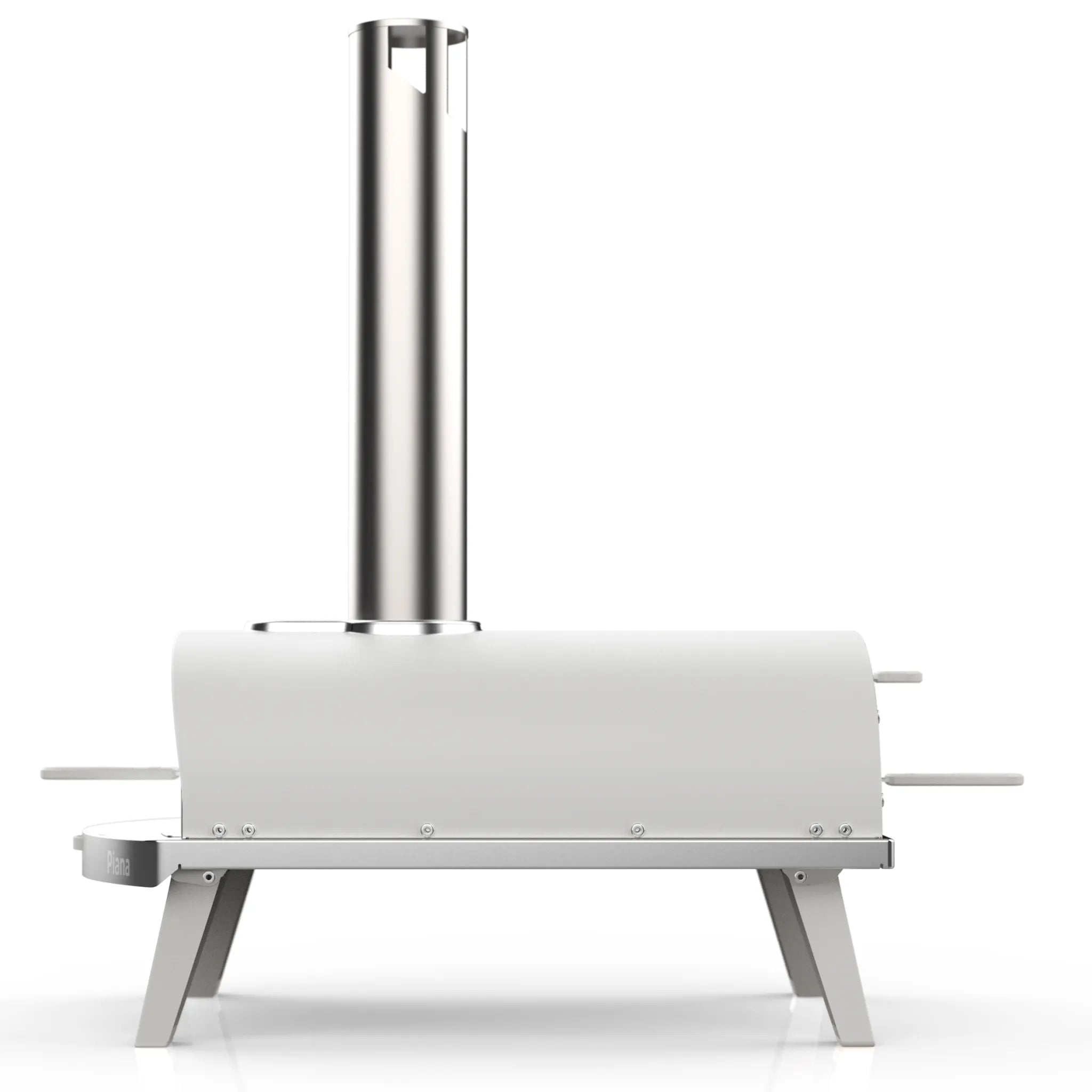 ZiiPa Piana wood-fired pizza oven in Chalk, side view on white background