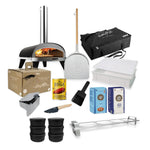 ZiiPa Piana Pizza Night Kit in charcoal: pizza oven, peel, storage bag, beech pellets, pellet dispenser, scoop, topping station, dough boxes, cutting wheel, San Marzano tomatoes, 00 flour and semola