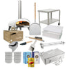ZiiPa Piana Ultimate Kit in chalk: pizza oven, serving trolley, peel, storage bag, beech pellets, pellet dispenser, scoop, topping station, dough boxes, cutting wheel, stone brush, San Marzano tomatoes, 00 flour and semola