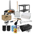 ZiiPa Piana Ultimate Kit in charcoal: pizza oven, serving trolley, peel, storage bag, beech pellets, pellet dispenser, scoop, topping station, dough boxes, cutting wheel, stone brush, San Marzano tomatoes, 00 flour and semola