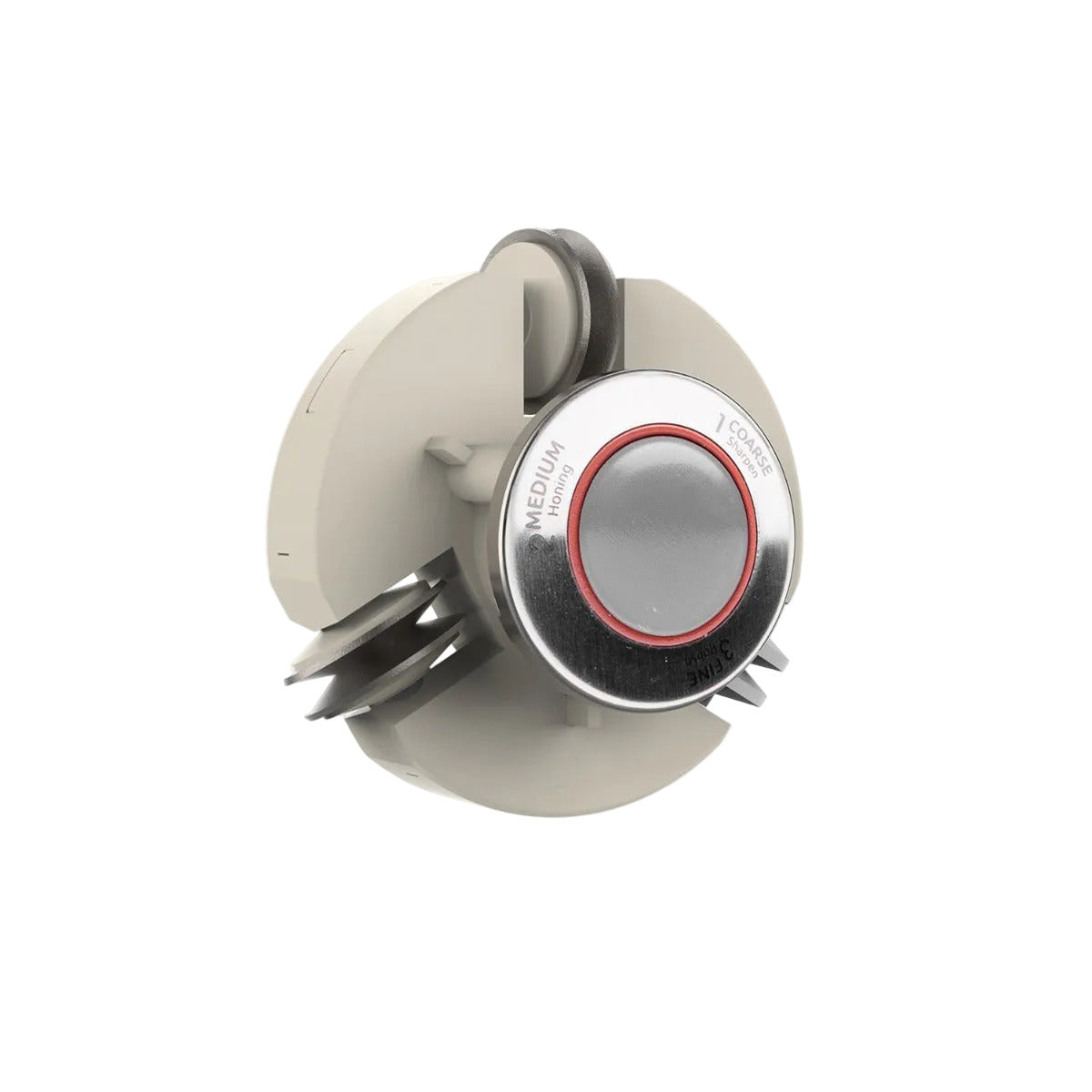 Blade sharpening mechanism of the Berkel Manual Knife Sharpener on a white background