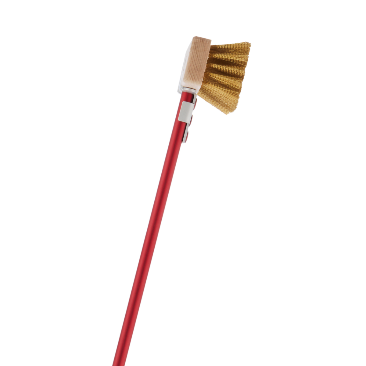 A Cerutti Inox low-profile pizza oven cleaning brush with a red handle and brass bristles, shown against a plain white background.