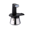 Black Gemini Express® Aluminium Stovetop Moka Pot with induction compatibility, perfect for brewing bold Italian coffee.