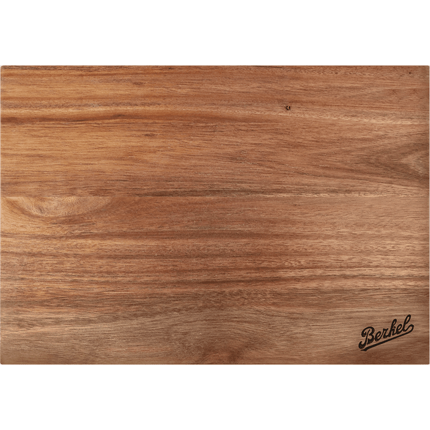 Berkel Acacia wooden chopping board on a white background