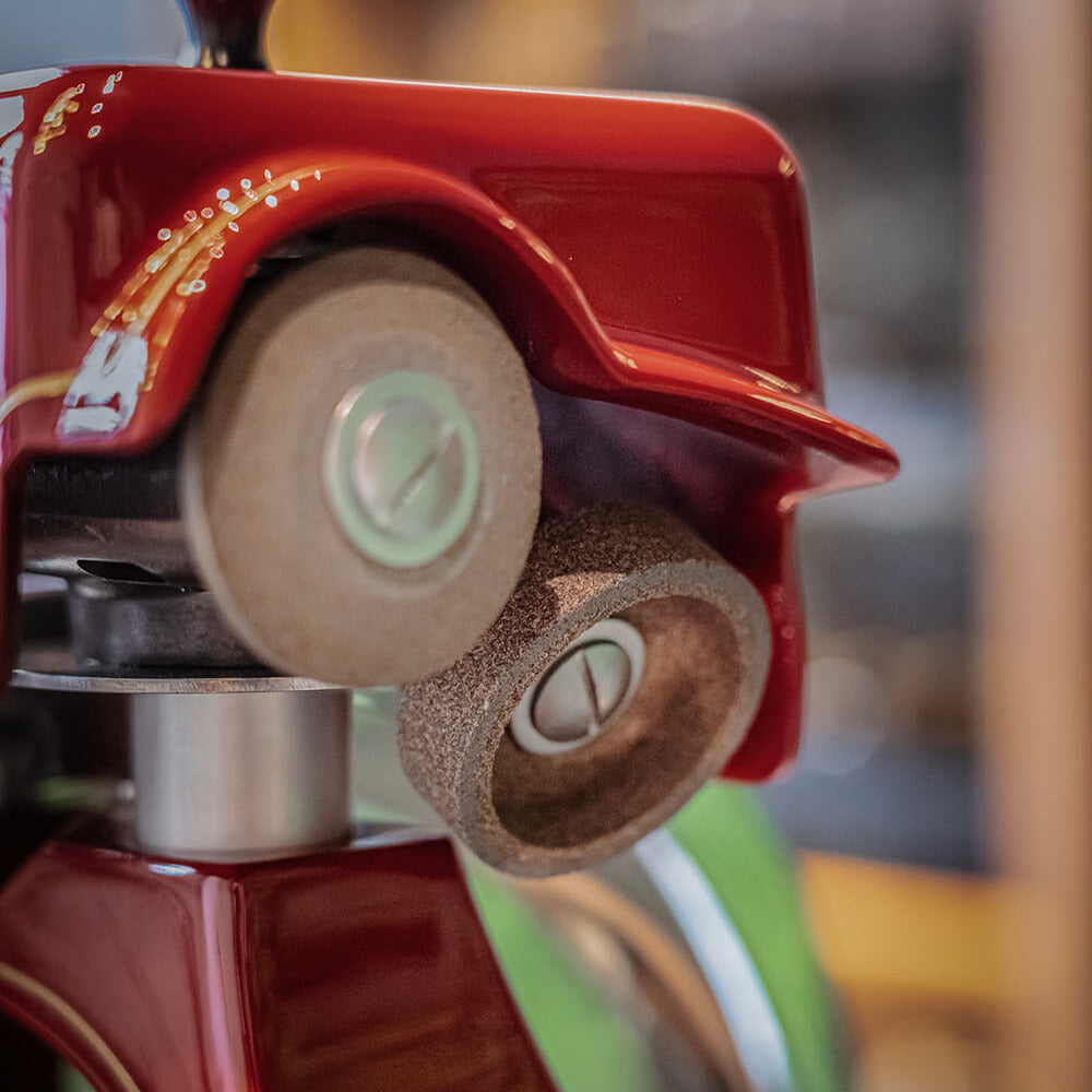 Close-up of integrated blade sharpener on Volano B114
