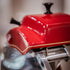 Close up showing the integrated sharpener on the Berkel B2 Volano Flywheel slicer